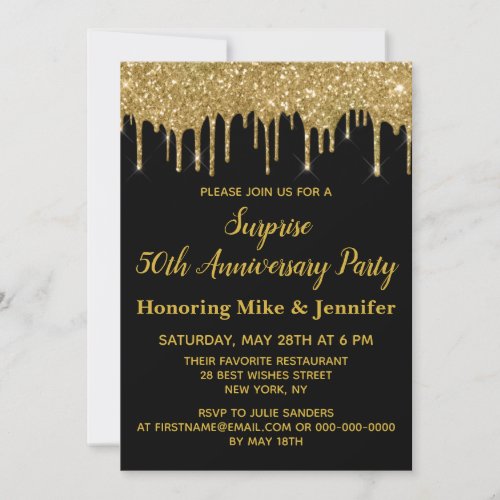 50th Anniversary Invitations Surprise Party Gold