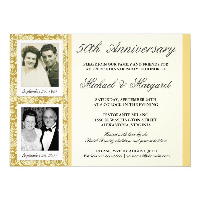 50th Anniversary Invitations   Then & Now Photos