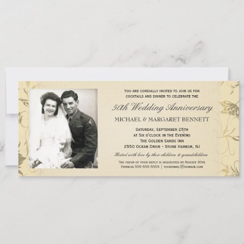 50th Anniversary Invitations - Victorian Floral