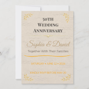 50th Anniversary Invite   Elegant Gold Celebration