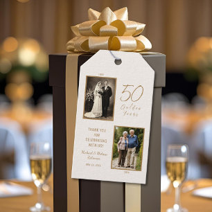 50th Anniversary Ivory and Gold Favor Tag