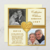 50th Anniversary Ivory Gold Photo Invitations (Front/Back)