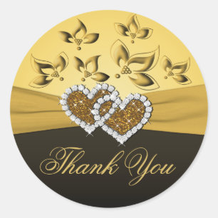 50th Anniversary Joined Hearts 1.5"  Thank You Classic Round Sticker