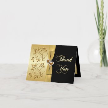 50th Anniversary Joined Hearts 2 Thank You Card by NiteOwlStudio at Zazzle