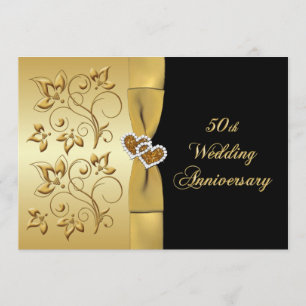 50th Anniversary Joined Hearts 3 Invitation