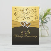 50th Anniversary Joined Hearts Wedding Invitation (Standing Front)