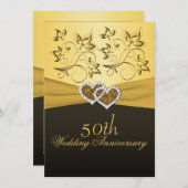 50th Anniversary Joined Hearts Wedding Invitation (Front/Back)