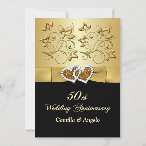 50th Anniversary Joined Hearts Wedding Invite 2