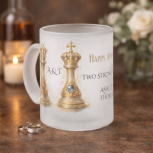 50th Anniversary King Queen Gift Elegant Frosted Glass Coffee Mug