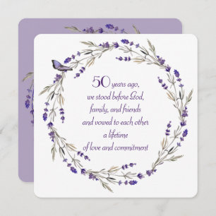 50th Anniversary Lavender Wreath Invitation