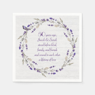 50th Anniversary Lavender Wreath Napkins