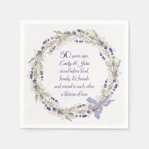 50th Anniversary Lavender Wreath Napkins