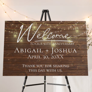 50th Anniversary Light String On Wood Foam Board