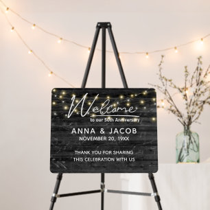 50th Anniversary Light String On Wood Foam Board