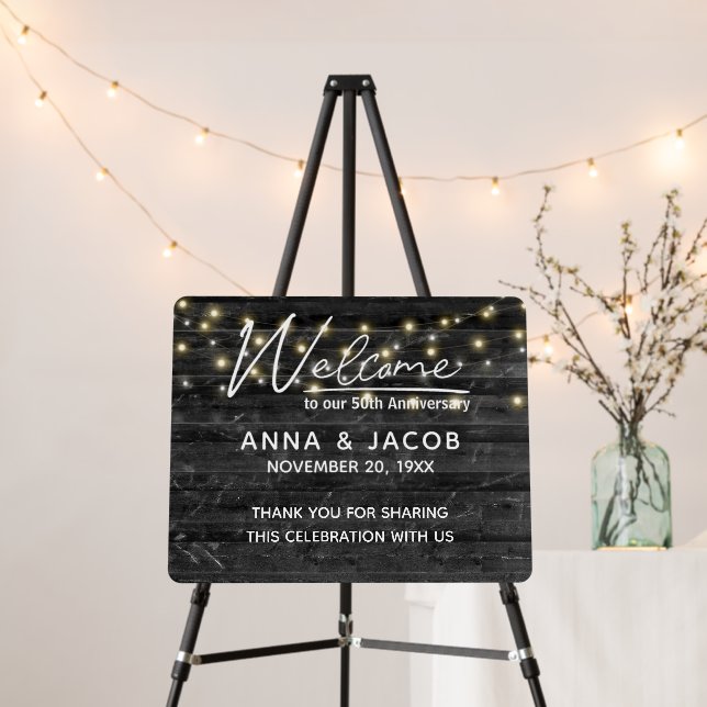 50th Anniversary Light String On Wood   Foam Board (In Situ (Stand))