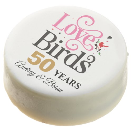 50th Anniversary Love Birds Personalized Chocolate Covered Oreo