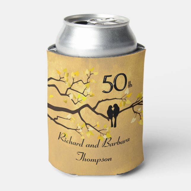 50th Anniversary Lovebirds Personalized Can Cooler (Can Front)