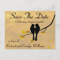 50th Anniversary Lovebirds Save The Date Announcement Postcard