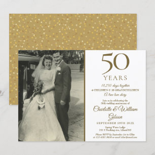50th Anniversary Memories Confetti Wedding Photo Invitation