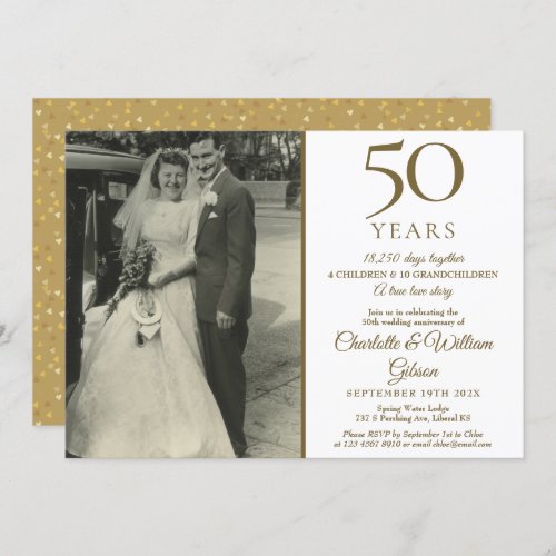 50th Anniversary Memories Confetti Wedding Photo Invitation