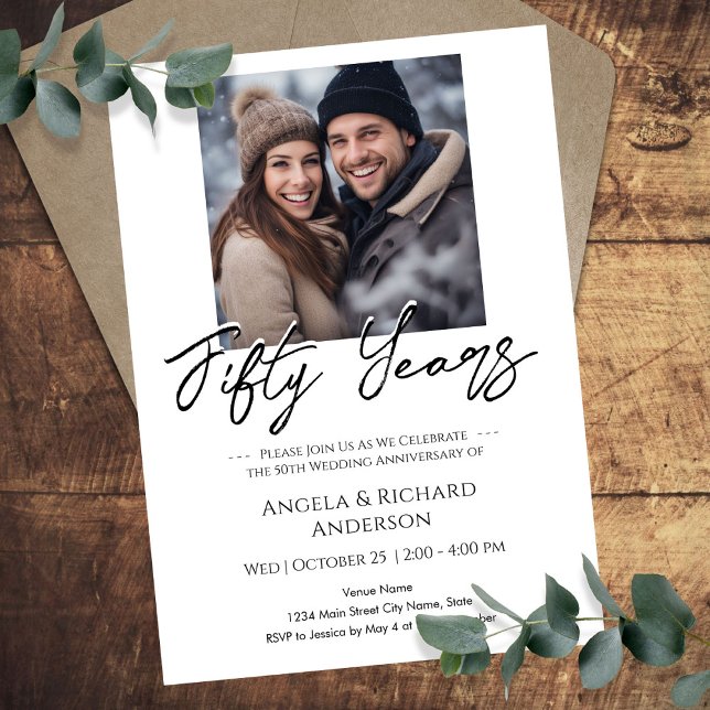 50th Anniversary Minimal Photo Invitation (Creator Uploaded)
