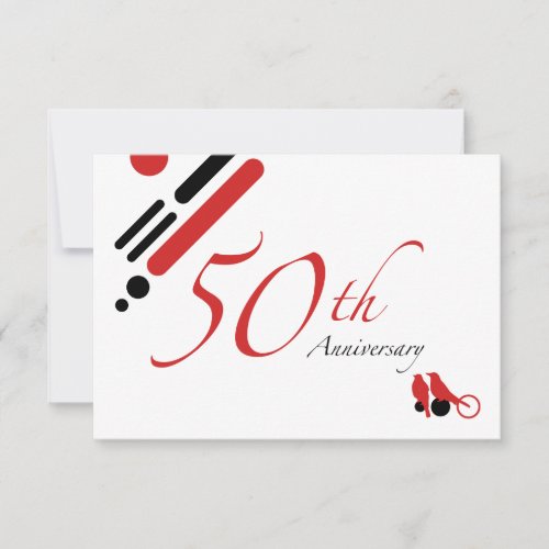 50th Anniversary mod birds Invitation