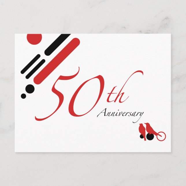 50th Anniversary (mod birds) Postcard (Front)