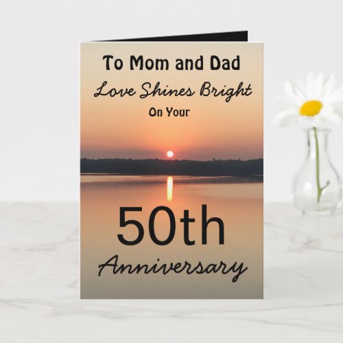50th Anniversary Mom Dad Love Shines Bright Sunset Card