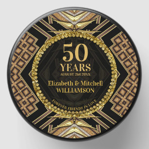 50th Anniversary Momento Black Gold Art Deco Mini Candle Favors