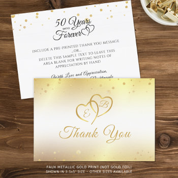 50th Anniversary Monogram Hearts Gold Thank You by MakeItAboutYou at Zazzle