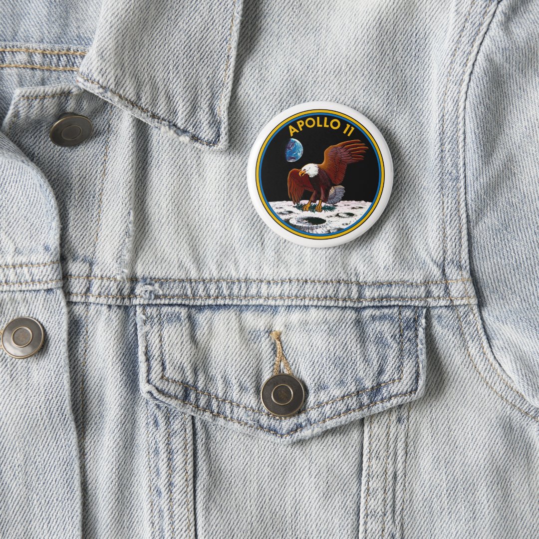 50th Anniversary Moon Landing, Apollo 11 insignia: Button | Zazzle