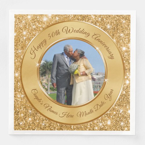 50th Anniversary Napkins Personalized and Photo Paper Dinner Napkins