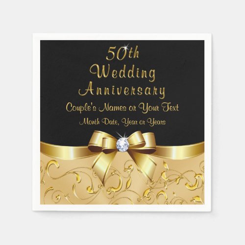 50th Anniversary Napkins Personalized in 3 Sizes Napkins