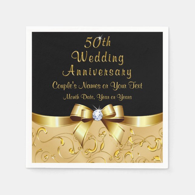 50th Anniversary Napkins, Personalized in 3 Sizes Napkins (Front)