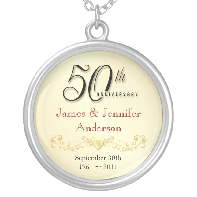 50th Anniversary Necklace Elegant Keepsake Pendant (Front)