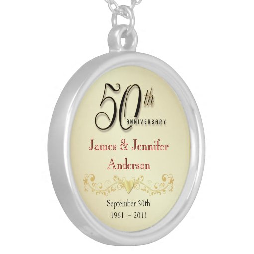 50th Anniversary Necklace Elegant Keepsake Pendant | Zazzle