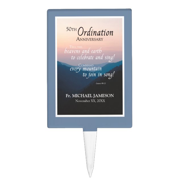 50th Anniversary of Ordination Congratulations Cake Topper (Front)