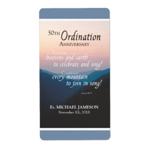 50th Anniversary of Ordination Congratulations Label