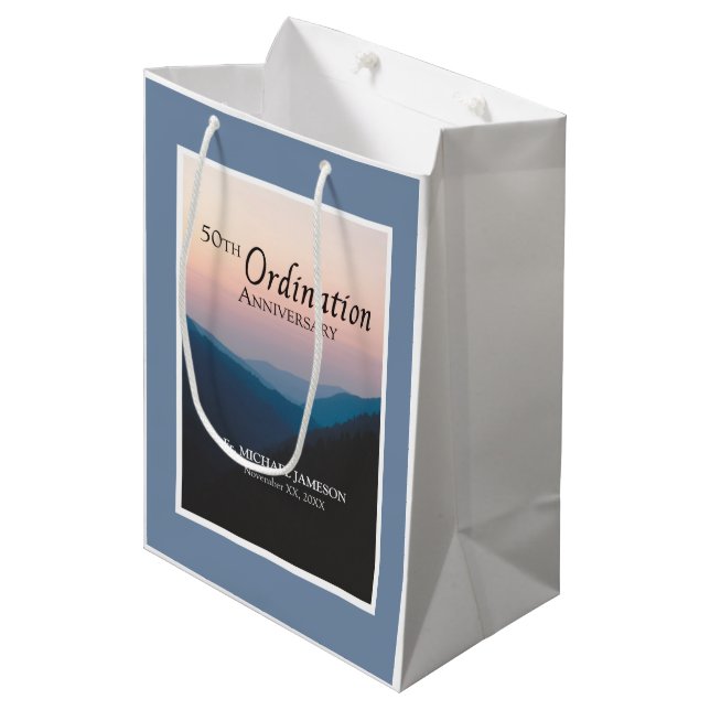 50th Anniversary of Ordination Congratulations Medium Gift Bag (Front Angled)