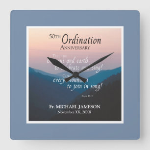 50th Anniversary of Ordination Congratulations Square Wall Clock