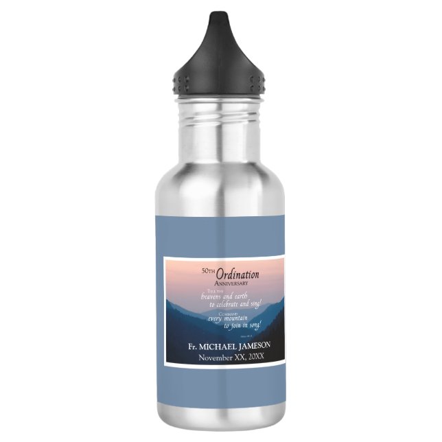 50th Anniversary of Ordination Congratulations Stainless Steel Water Bottle (Left)