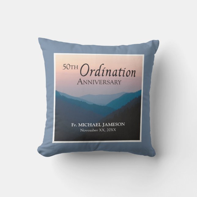 50th Anniversary of Ordination Congratulations Throw Pillow (Front)