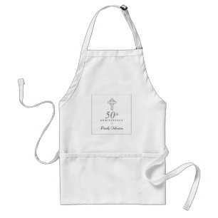 50th Anniversary of Priest with Embossed Cross Adult Apron