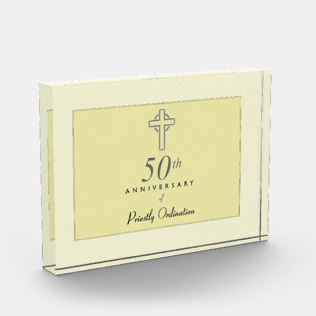 50th Anniversary of Priest with Embossed Cross Award (Left)