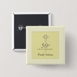 50th Anniversary of Priest with Embossed Cross Button