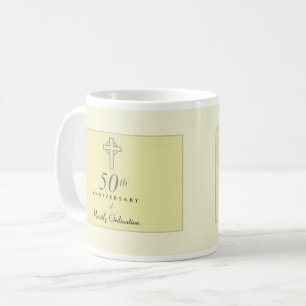 50th Anniversary of Priest with Embossed Cross Coffee Mug