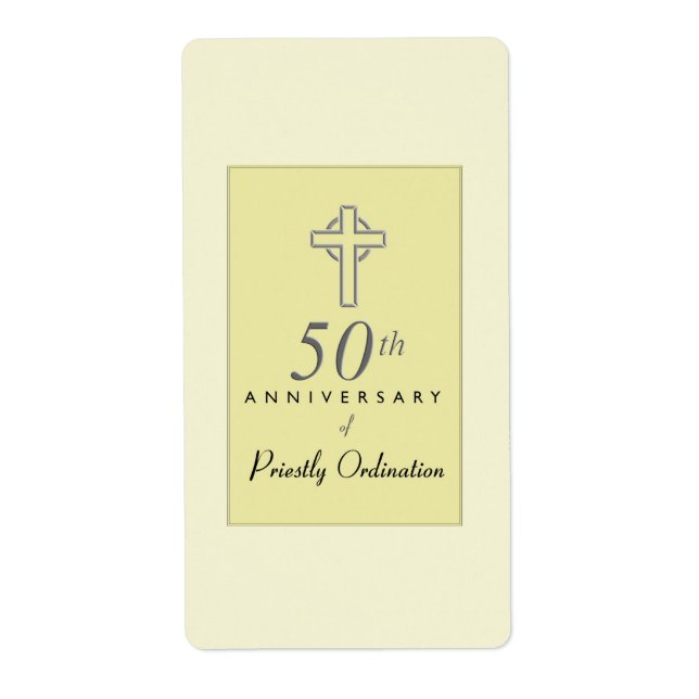 50th Anniversary of Priest with Embossed Cross Label (Front)