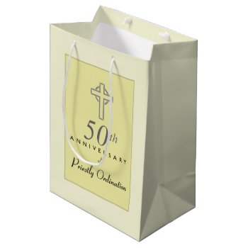 50th Anniversary Of Priest With Embossed Cross Medium Gift Bag by Religious_SandraRose at Zazzle
