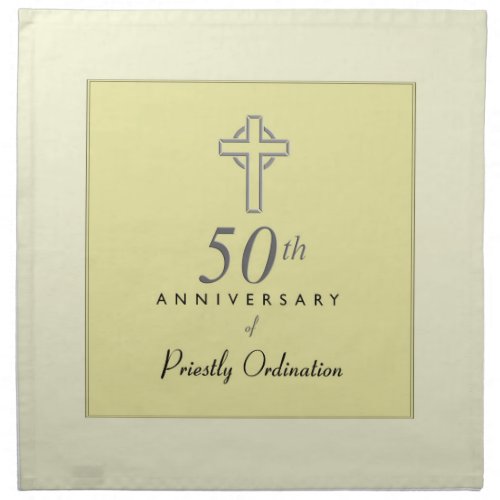 50th Anniversary of Priest with Embossed Cross Napkin