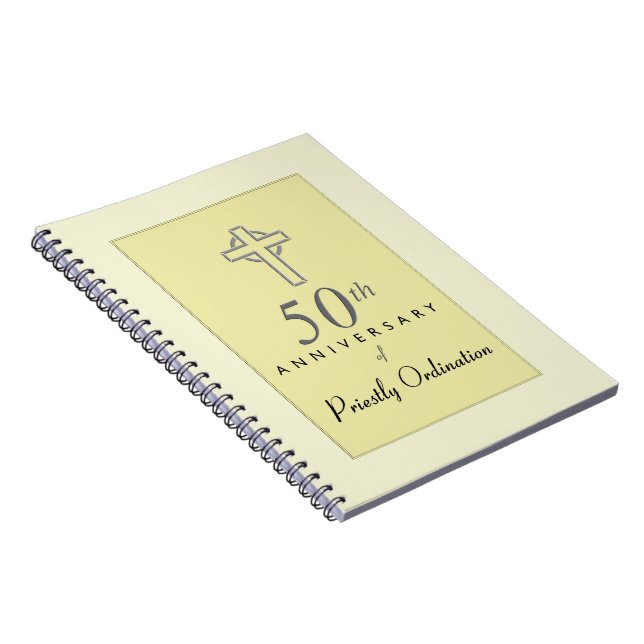 50th Anniversary of Priest with Embossed Cross Notebook (Right Side)